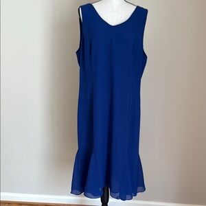 Danny & Nicole Blue Sleeveless Tank Dress with Trumpet Hem Women 18